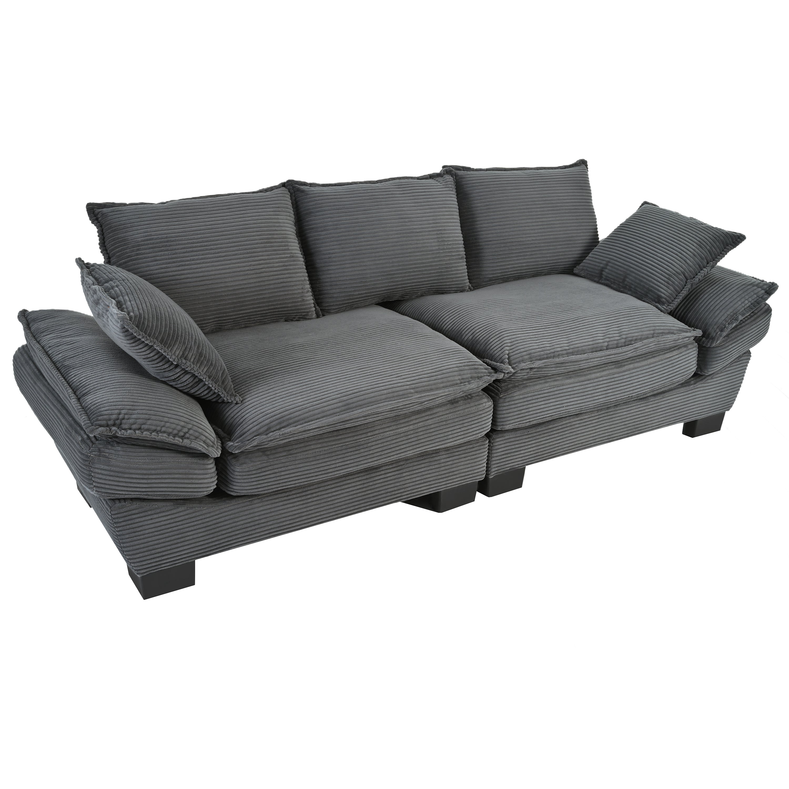 Modern curved sofa with backrest upholstery — side profile