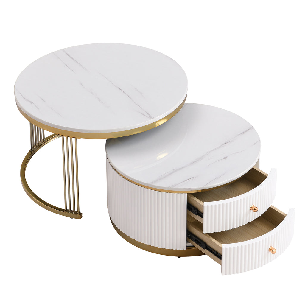 Two round tables used separately in living room