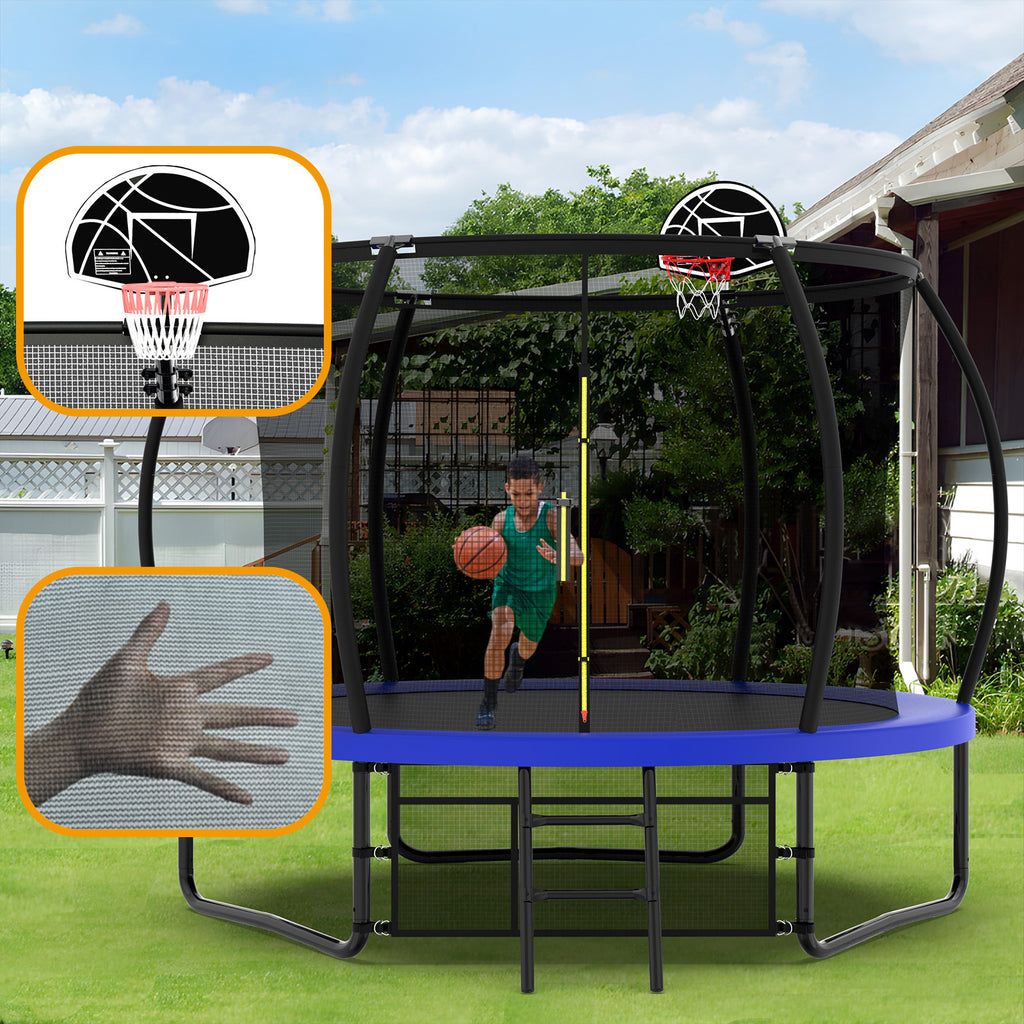 Outdoor kids trampoline fiber rod safety net top detail