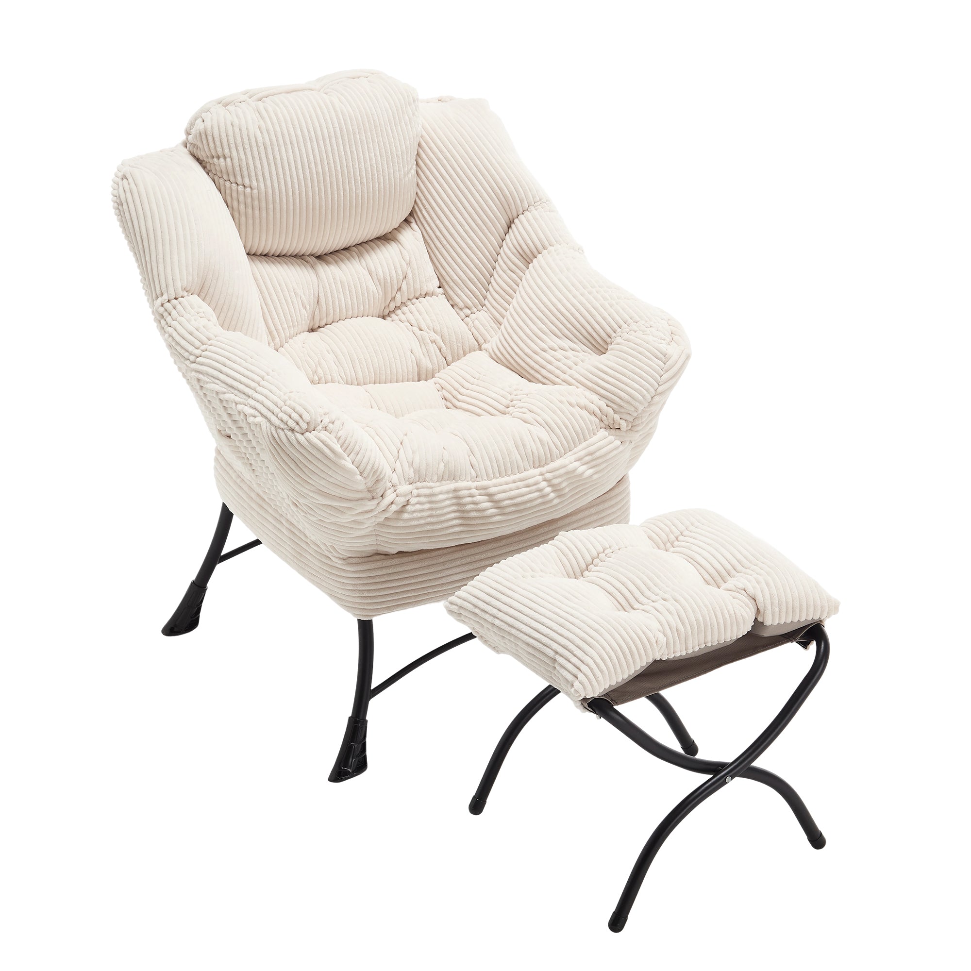 Lazy Lounge Chair with Ottoman — PP Cotton & Side Pocket
