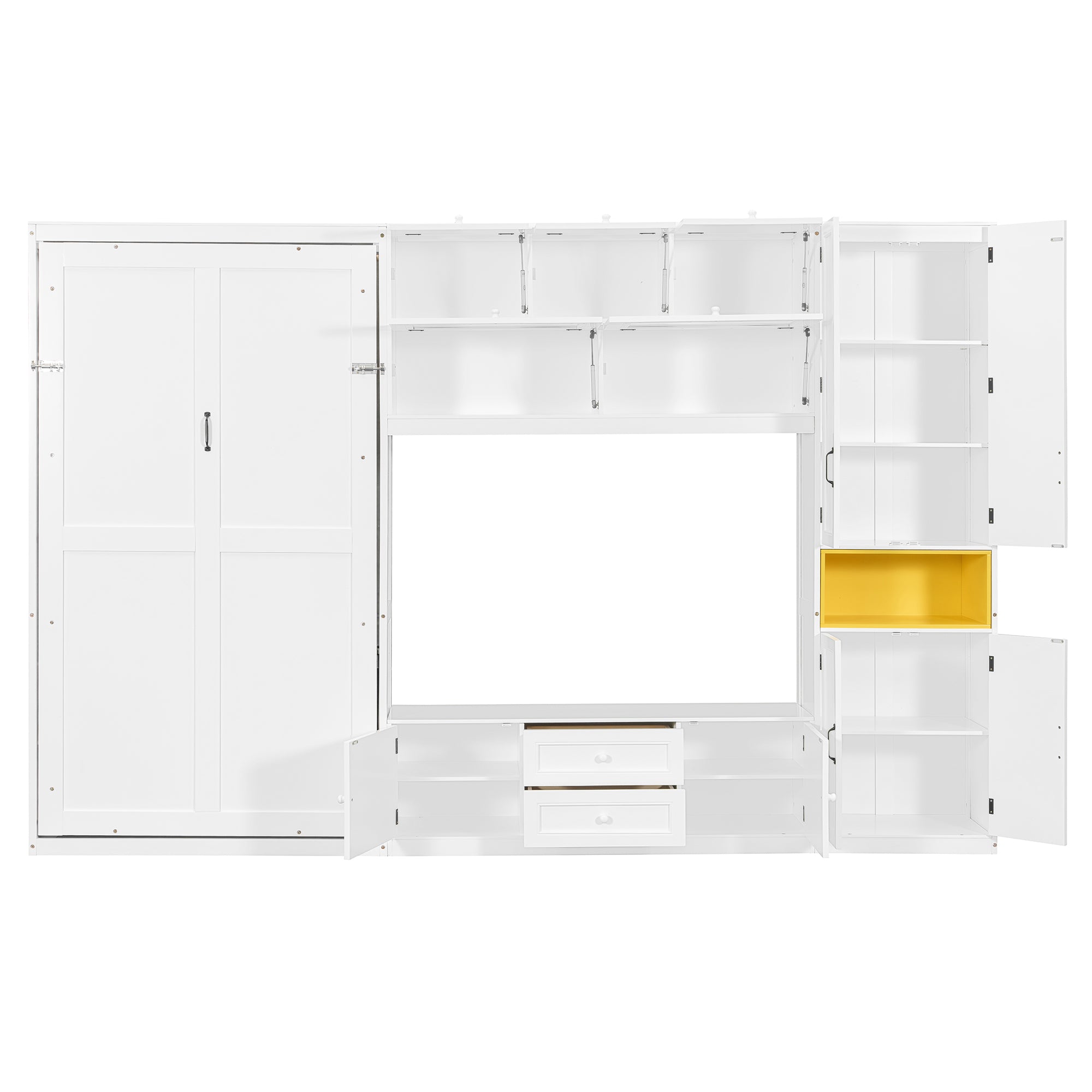 Murphy bed with TV stand and storage drawers angle view