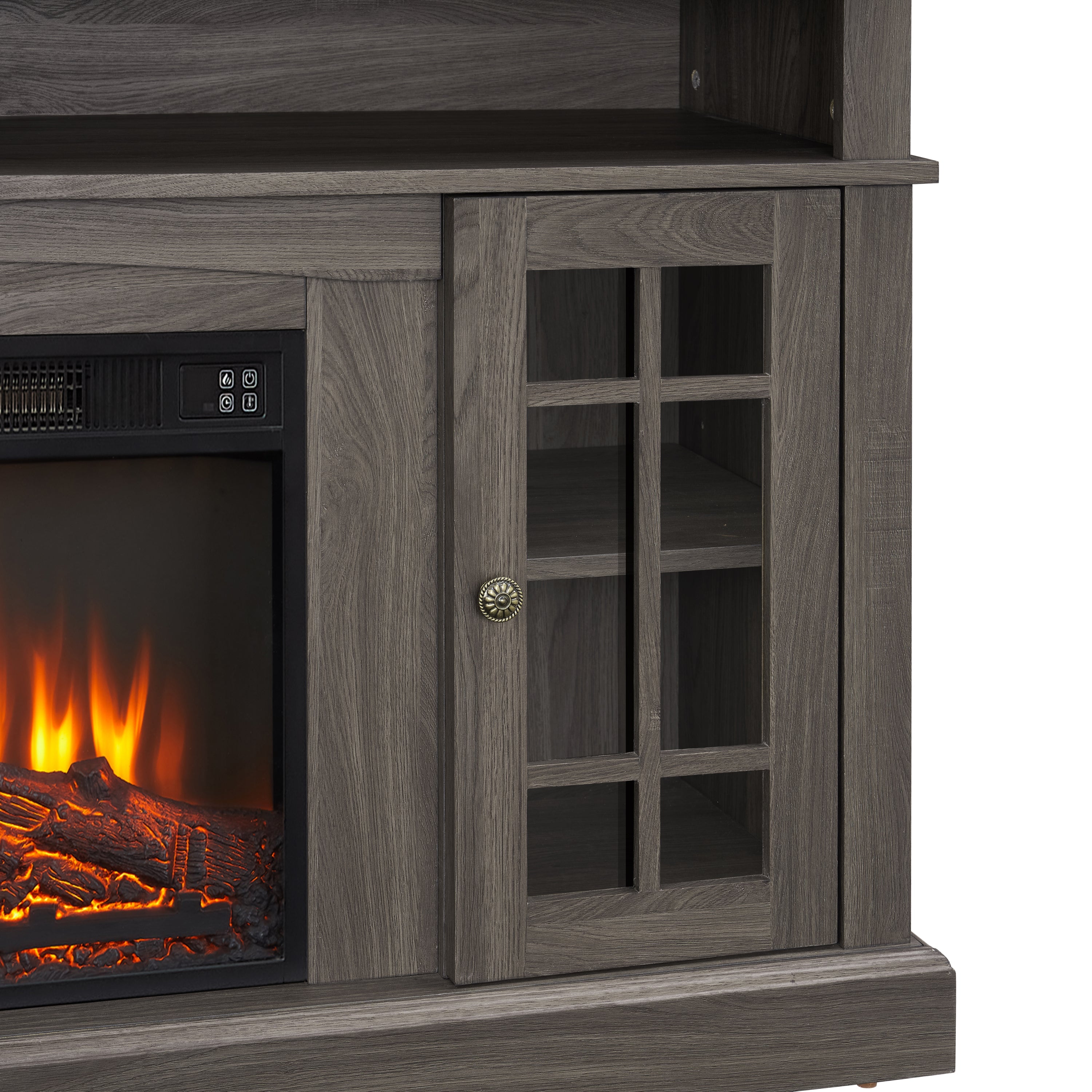 Classic TV Media Stand Modern Entertainment Console with 23' Fireplace Insert for TV Up to 65' with Open and Closed Storage Space, Espresso, 58.25'W*15.75'D*32'H