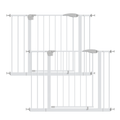 2 Pack 29.5-44.1' Wide Baby Gate for Stairs, Dog Gate Indoor for Doorways, No Drilling Pressure Mounted Pet Gates for Kids, Easy Walk Through Safety Gate, White