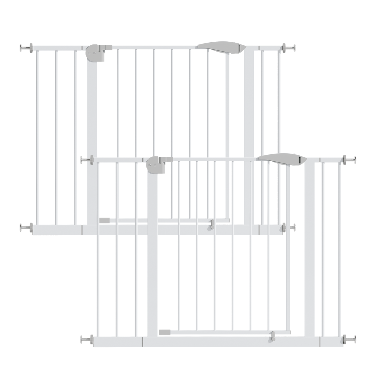 2 Pack 29.5-44.1' Wide Baby Gate for Stairs, Dog Gate Indoor for Doorways, No Drilling Pressure Mounted Pet Gates for Kids, Easy Walk Through Safety Gate, White