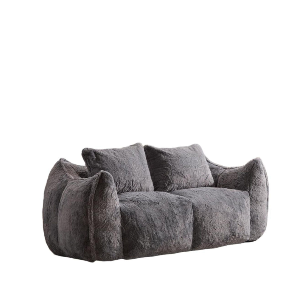 Giant Bean Bag Couch for Adults, Ultra Soft Fluffy Loveseat Bean Bag Sofa, Oversized Chase Lounge Chair Indoor for Living Room Bedroom, No Assembly Required Cozy Reading Chair with Pillows, White