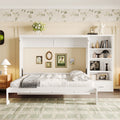 Queen Size Murphy Bed with Height Adjustable Storage Compartments and Shelf, Wall Bed Frame With 1 Drawer, Multifunctional Foldable Platform Bed for Bedroom,Guest Room, White(OLD SKU:N733S309223K)
