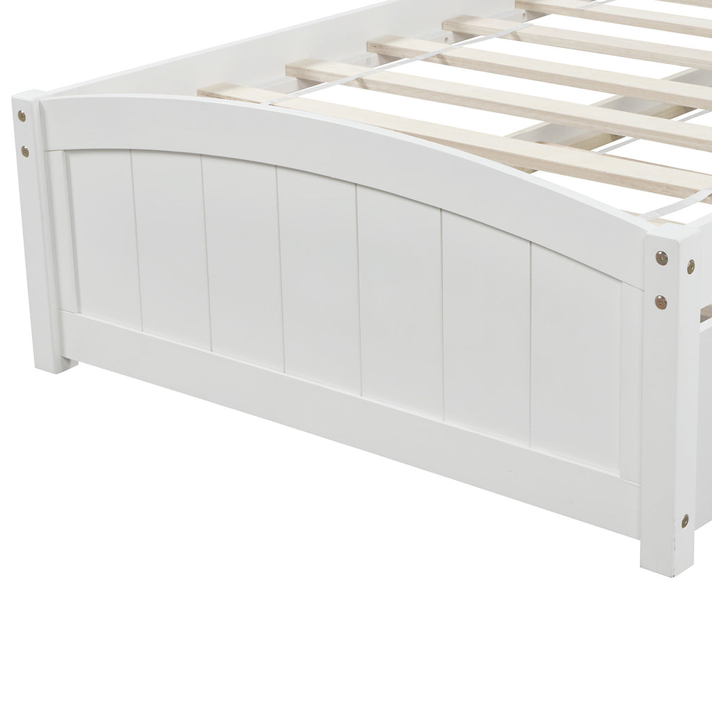 White twin bed drawer storage close-up