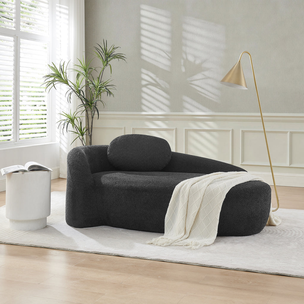 Oval silhouette black lazy chair top-down view