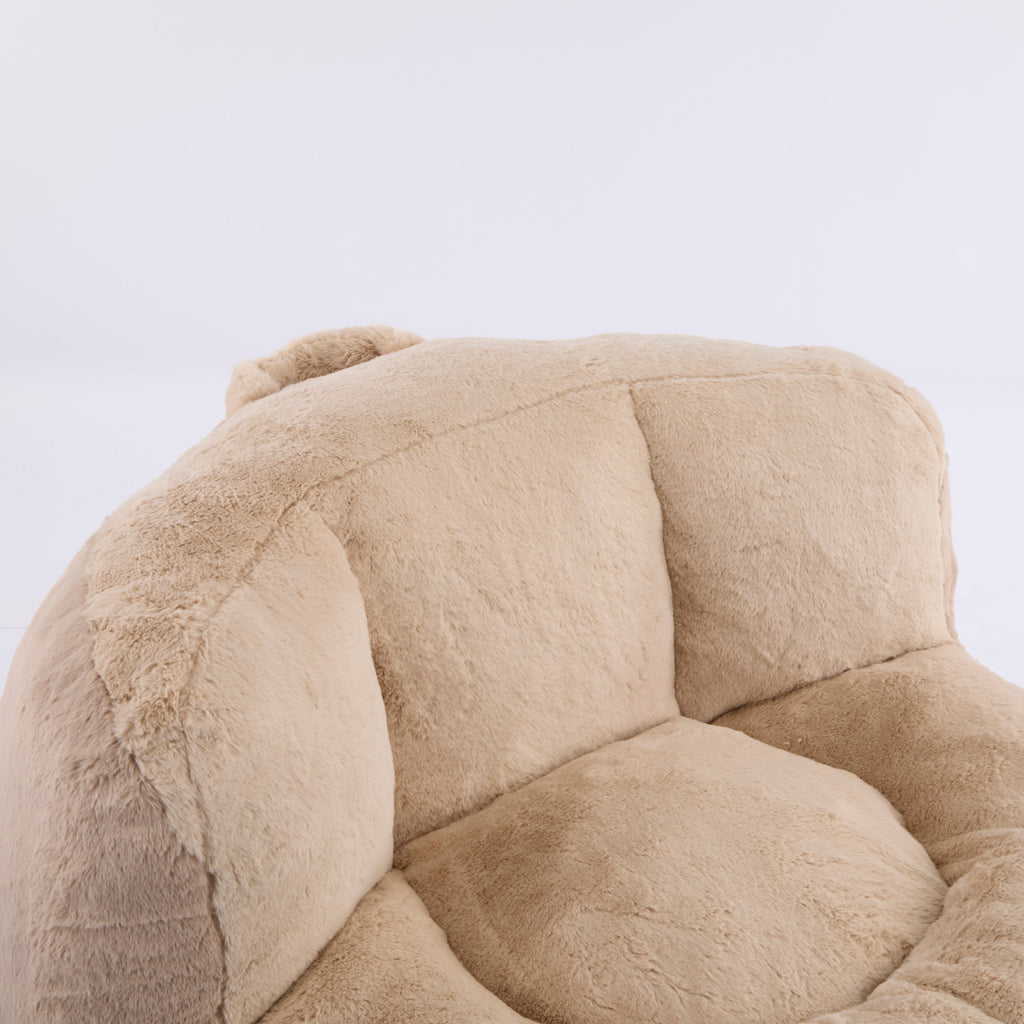 Oversized Bean Bag Chairs,Multicolor Faux Fur Couch Filled with Shredded Sponge,Large Lounger Sofa For Living Room,No Assembly Required , Pink+White+Purple