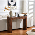 Natural walnut bar table with double drawers — front view