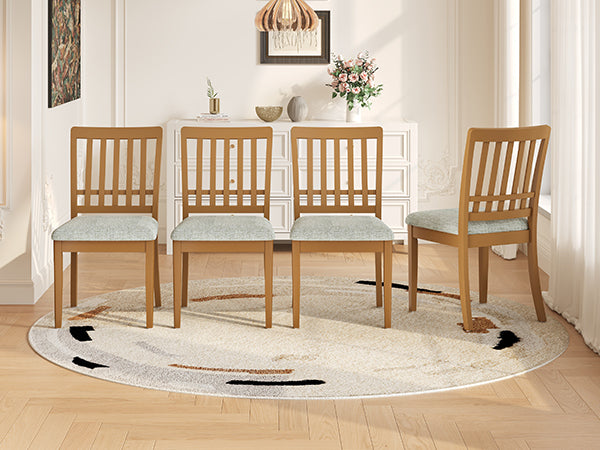 2-Piece Modern Scandinavian Dining Chairs, Curved Wood Backrest with Gray Fabric Seat, Finish for Dining Room and Apartment, Easy to Assembly -BLACK