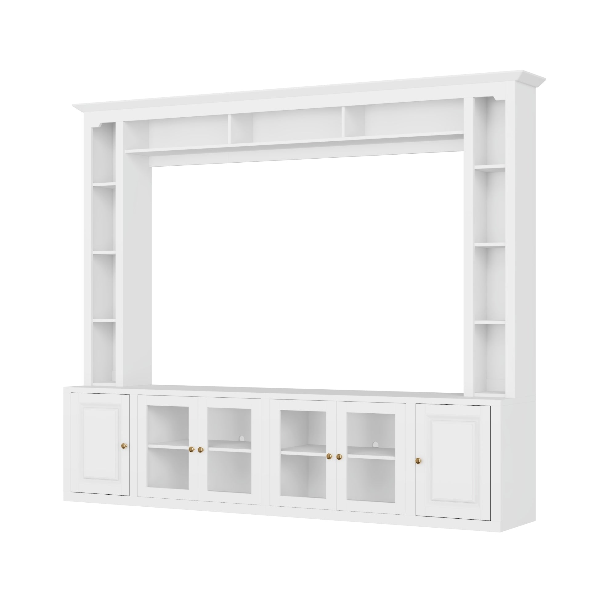 92" Entertainment Center Wall Unit with Glass Doors — for TVs Up to 80"