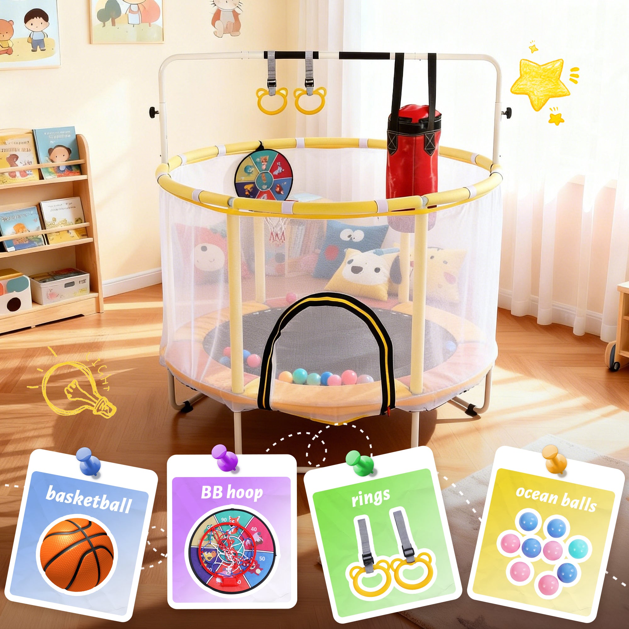 54-inch toddler trampoline assembly components product photo