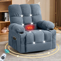 Massage Swivel Recliner Chair with Vibration Massage and Lumbar Heating for Adults,350LBS Oversized Rocker Recliner Single Sofa with Side Pocket and USB Charge Port for Living Room