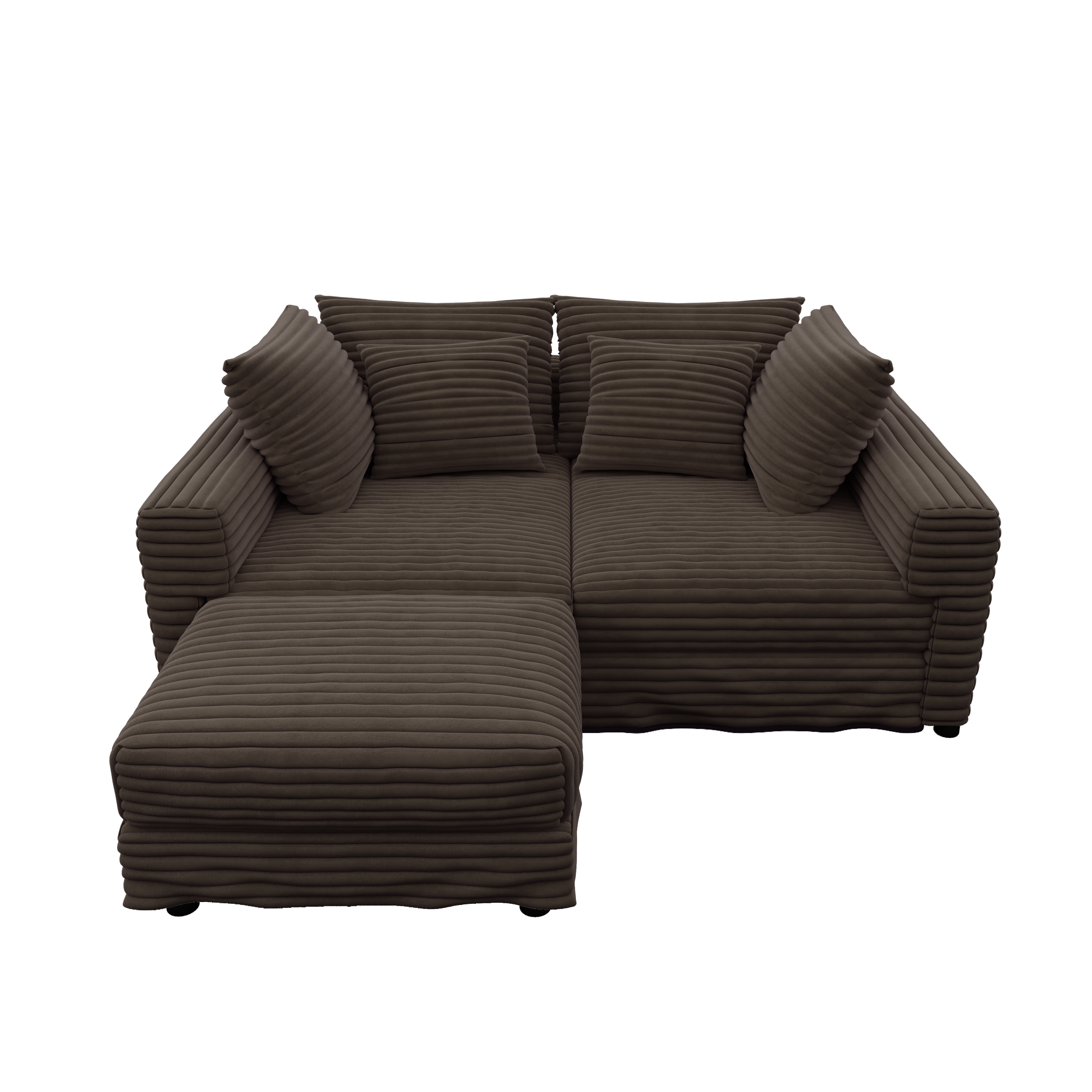 102.4 'Plush Corduroy 4-Seat Sofa,Modern Comfy Upholstered Sofa Cloud Couch,Deep Seat Couches with Soft Pillows and 3 Ottomans,Convertible Sofa Lounge Chair,Black(Old SKU:W1885S00287)