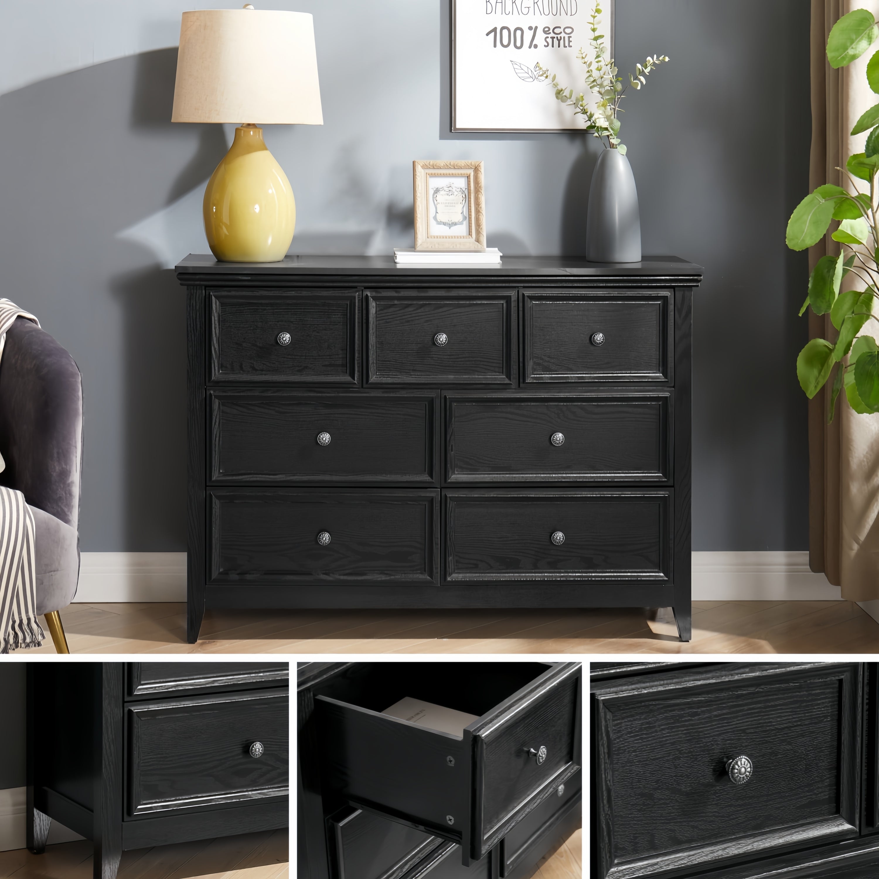Modern 7-Drawer Dresser — Chest of Drawers Storage Cabinet