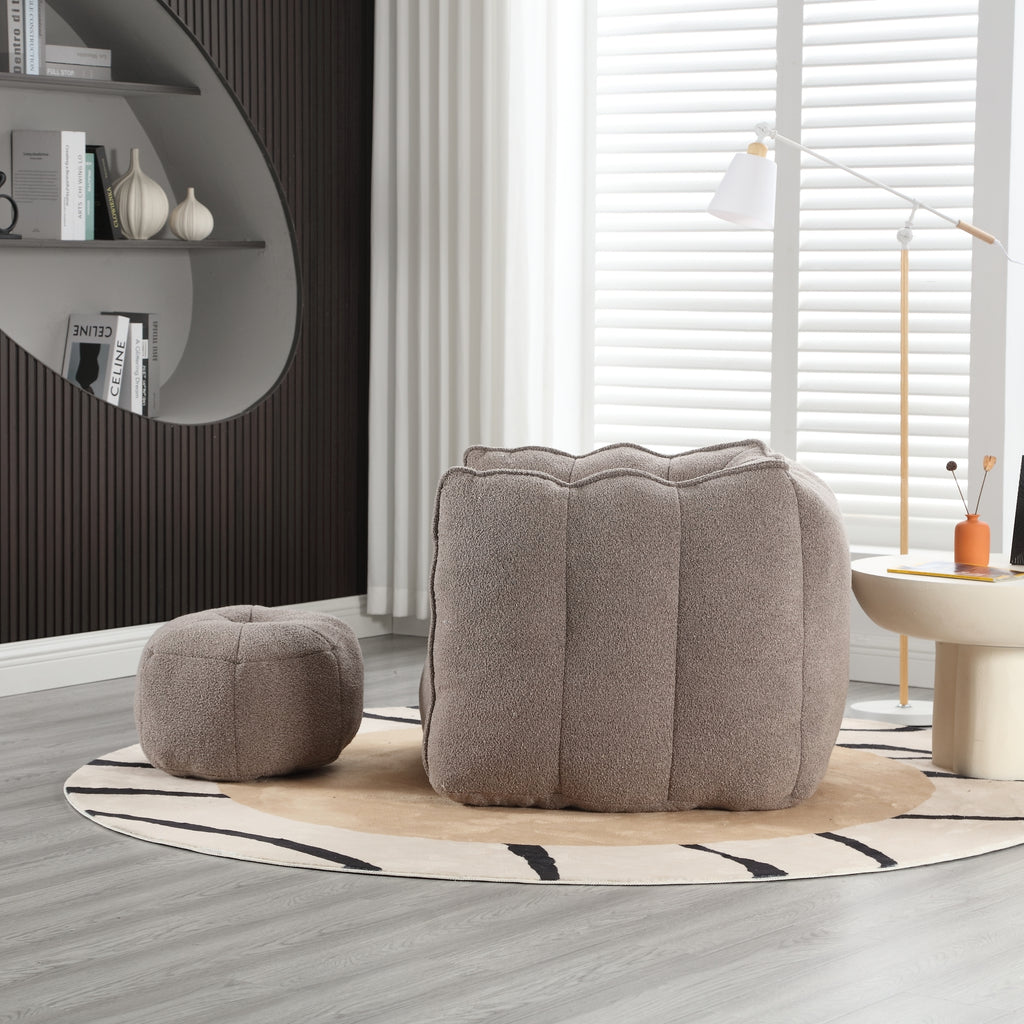 Bean bag chair and footrest set — side view
