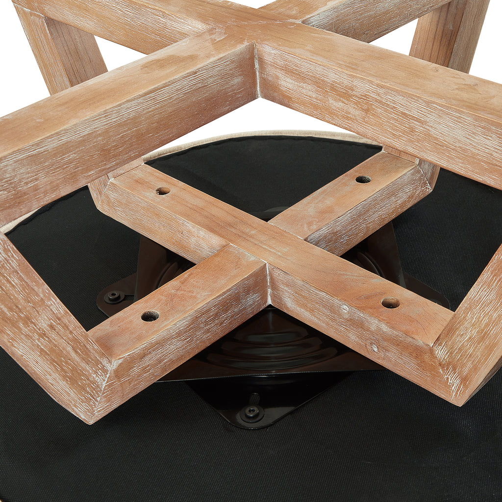 Cross-shaped rubberwood base swivel chair
