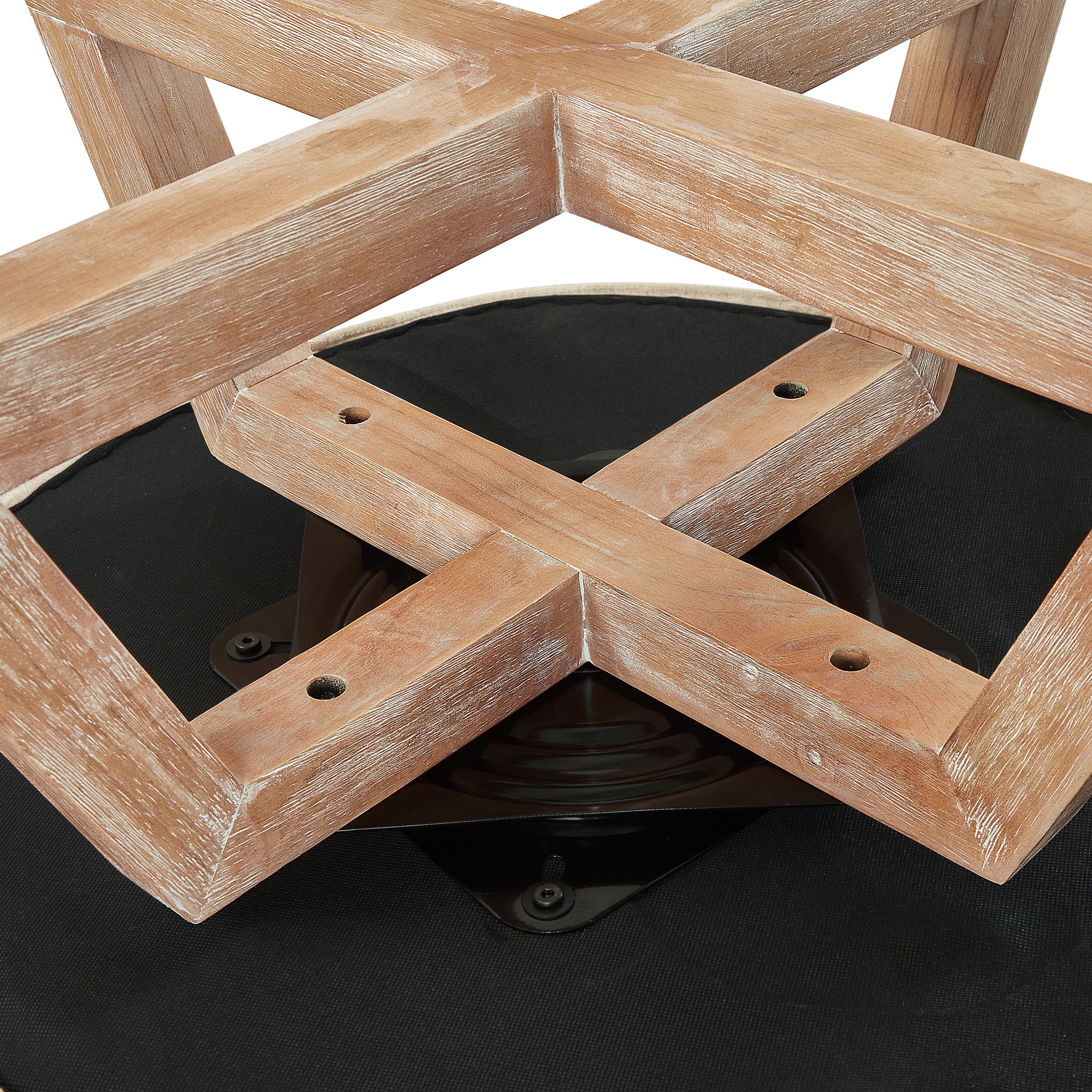 Cross-shaped rubberwood base swivel chair