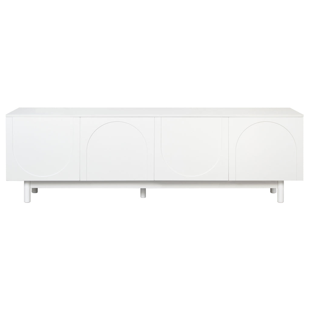White TV cabinet storage close-up