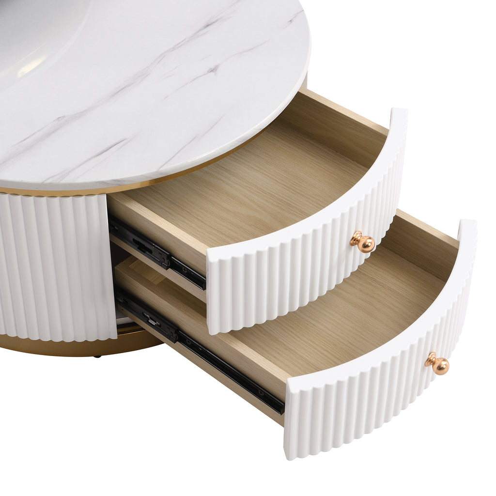 White round nesting table side profile