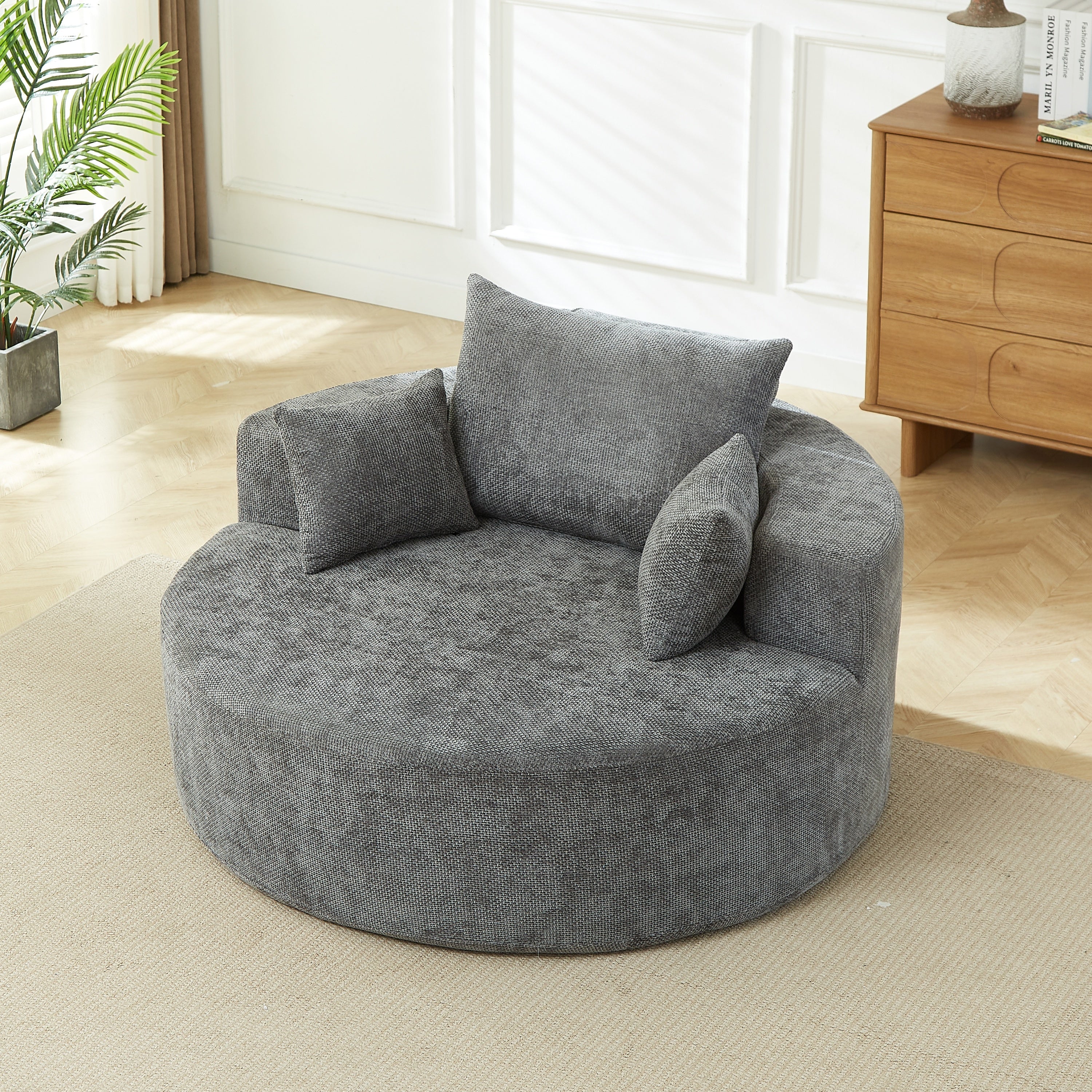 Chenille Fluffy Single Seat Chair — No Assembly