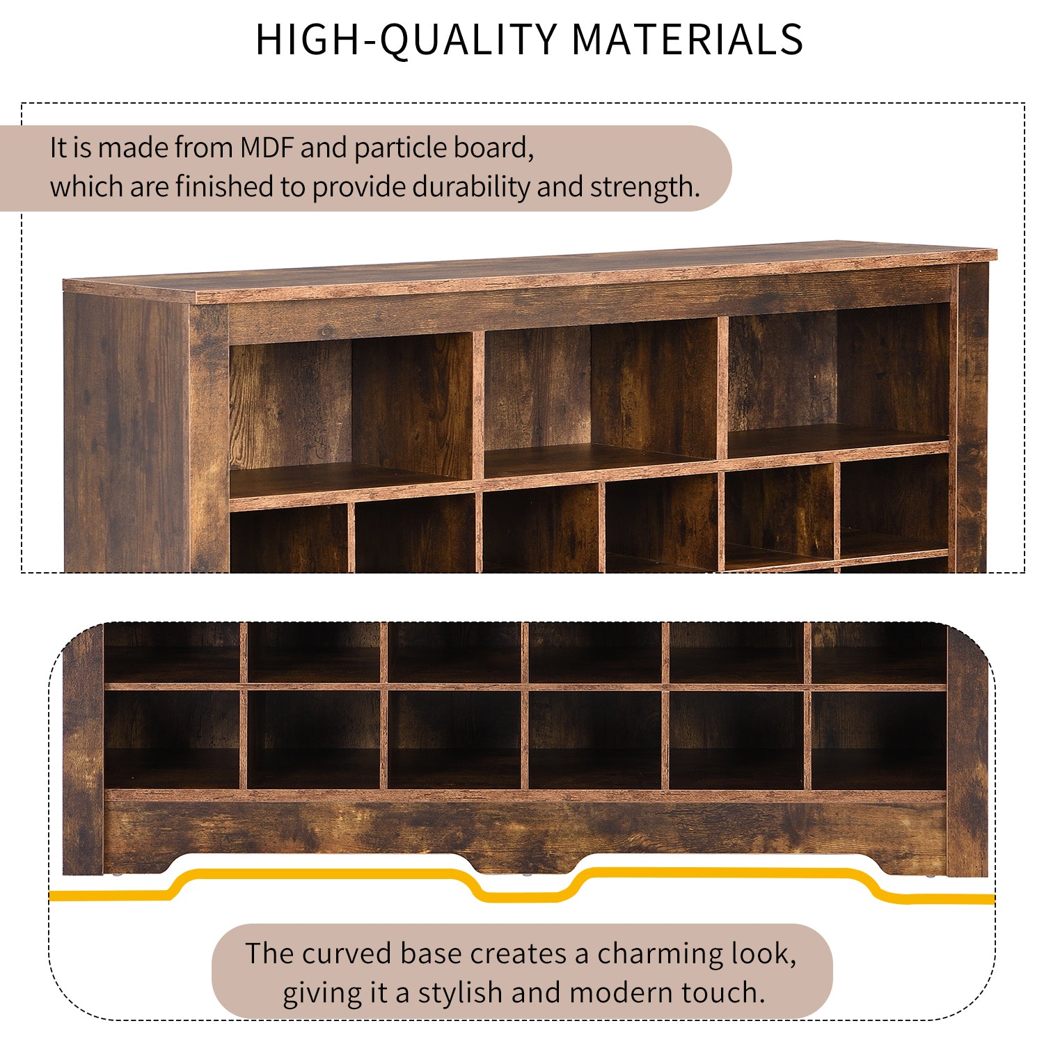 24-shoe cubby cabinet individual compartments close-up