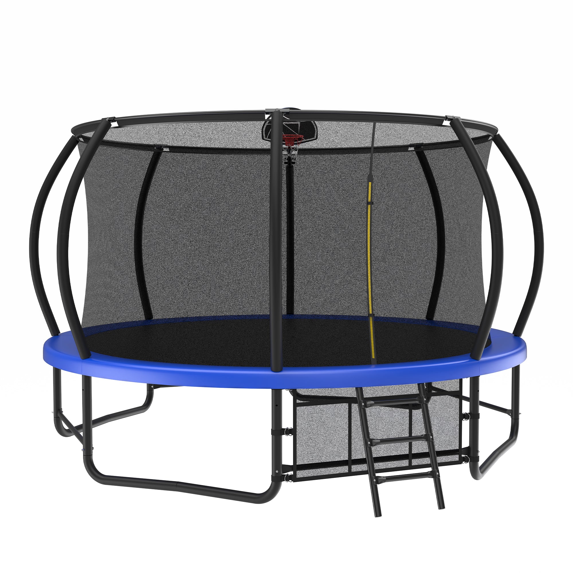 Galvanized steel round trampoline frame four W-shaped legs and ladder