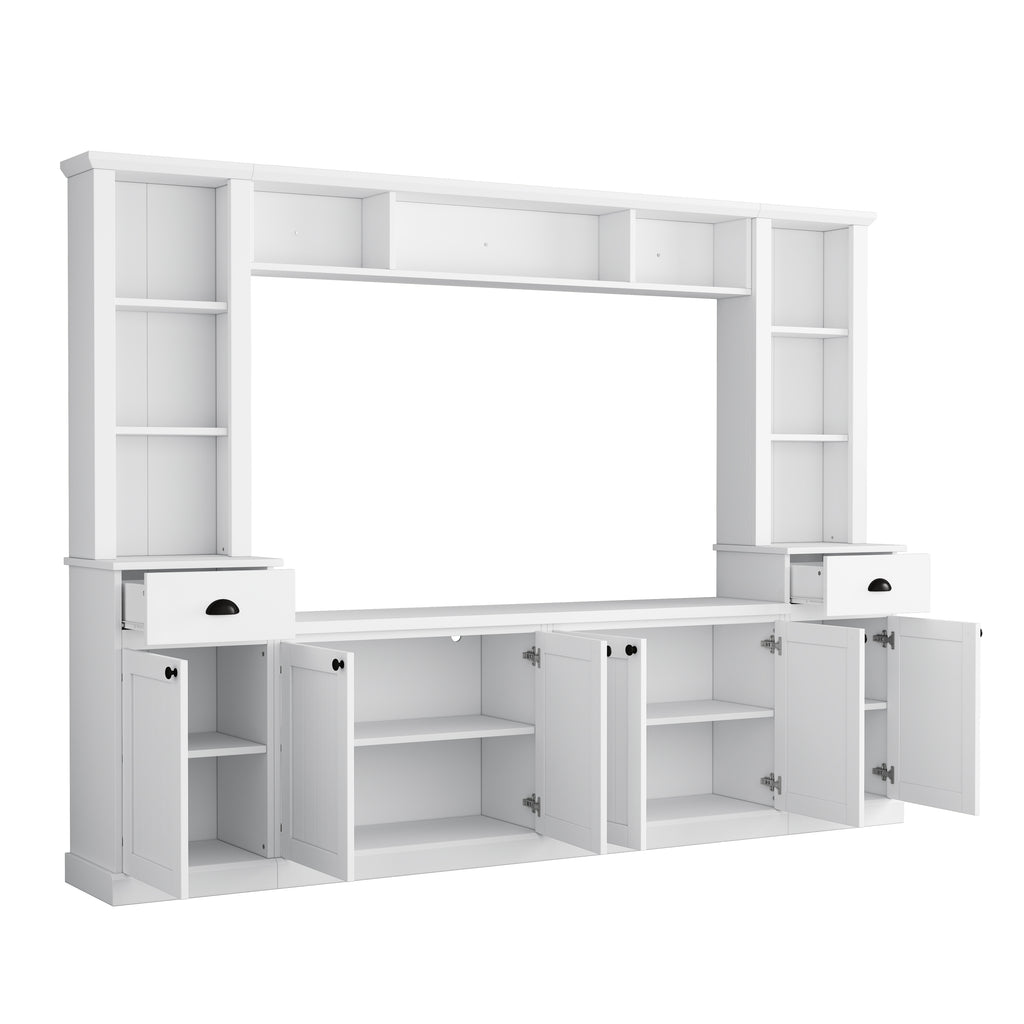 White wall unit side pier cabinet storage layout