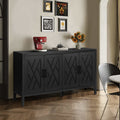 Antique black 4-door farmhouse sideboard — front view