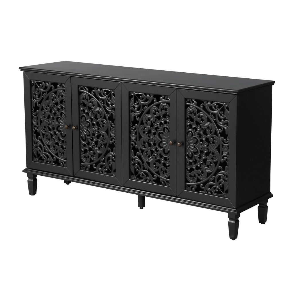 Antique black sideboard cabinet side profile