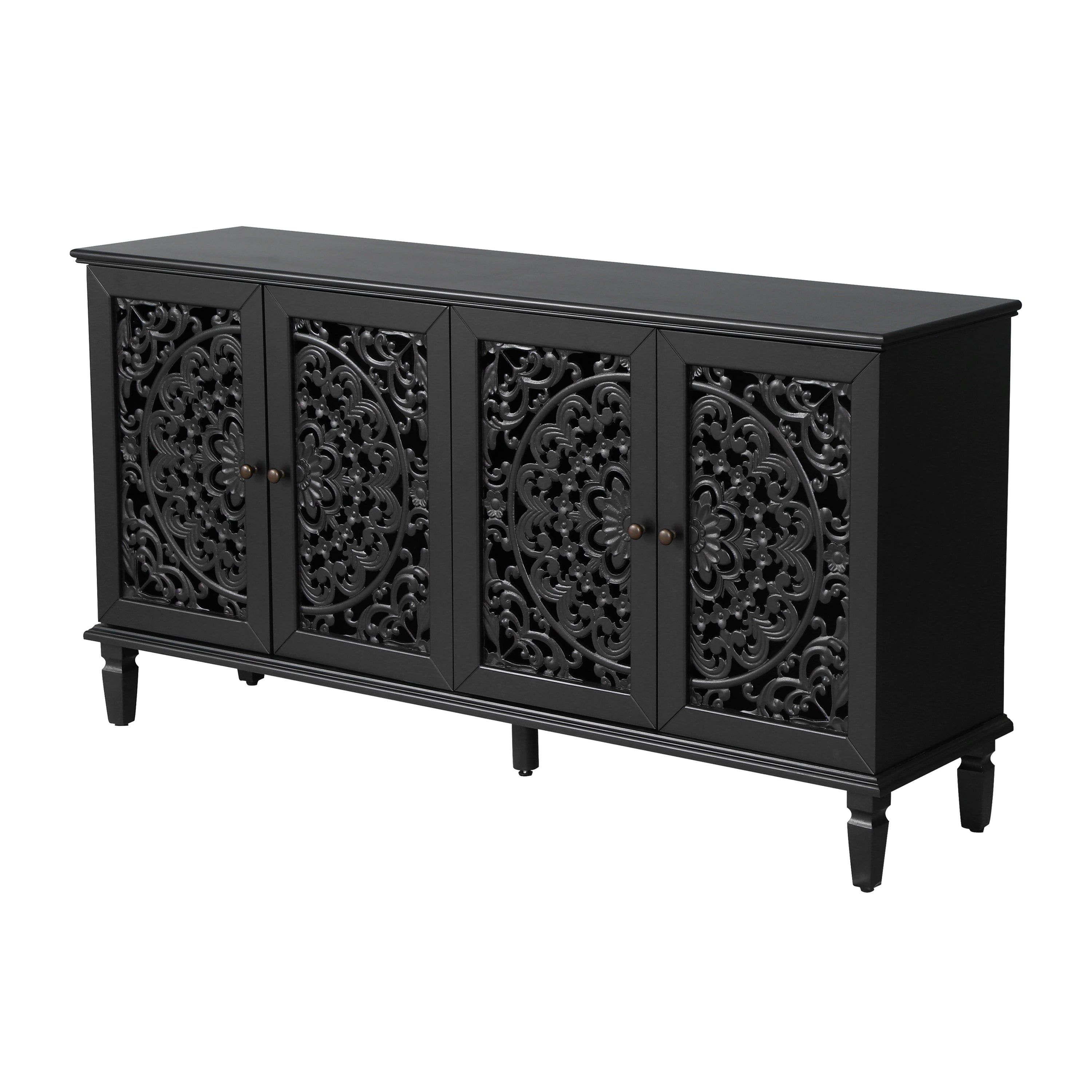Antique black sideboard cabinet side profile