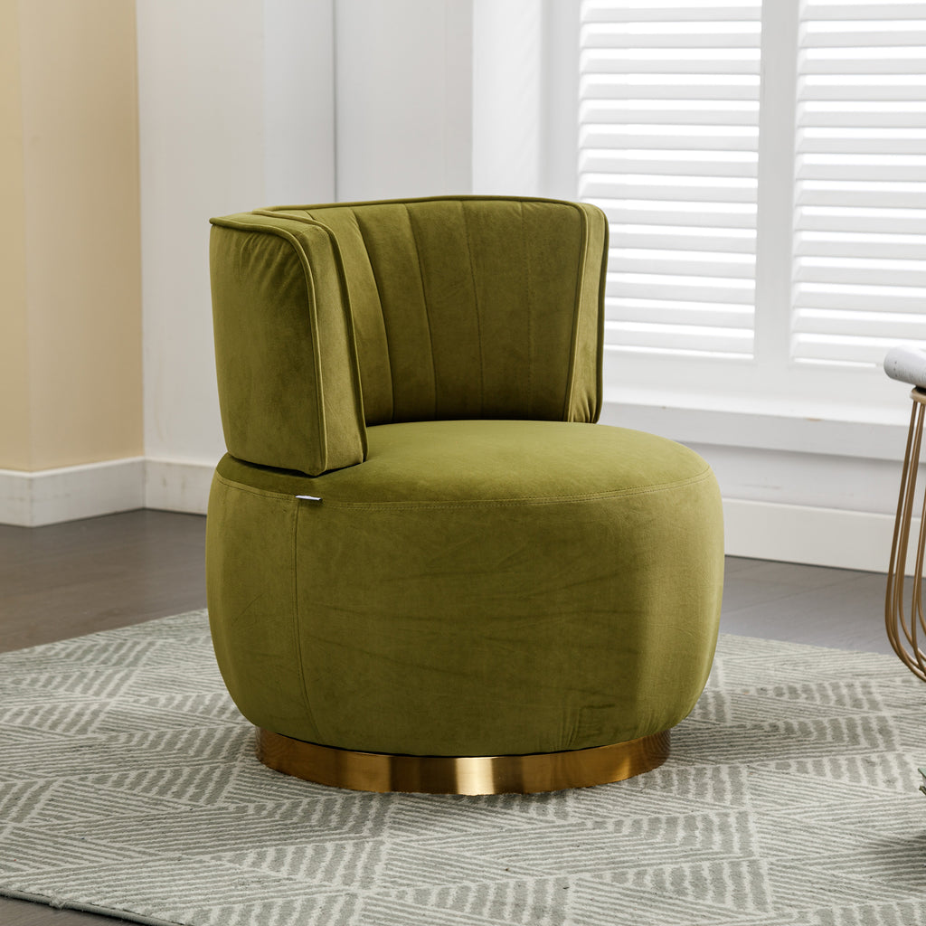 360 degree swivel accent chair in olive velvet