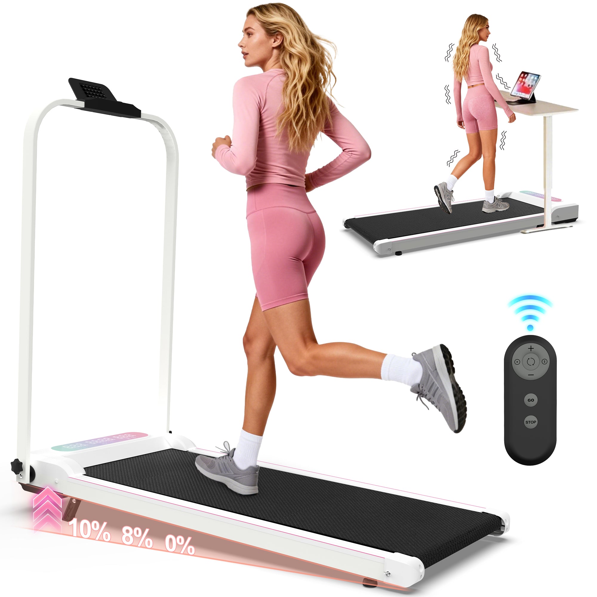 Compact foldable treadmill in small apartment room