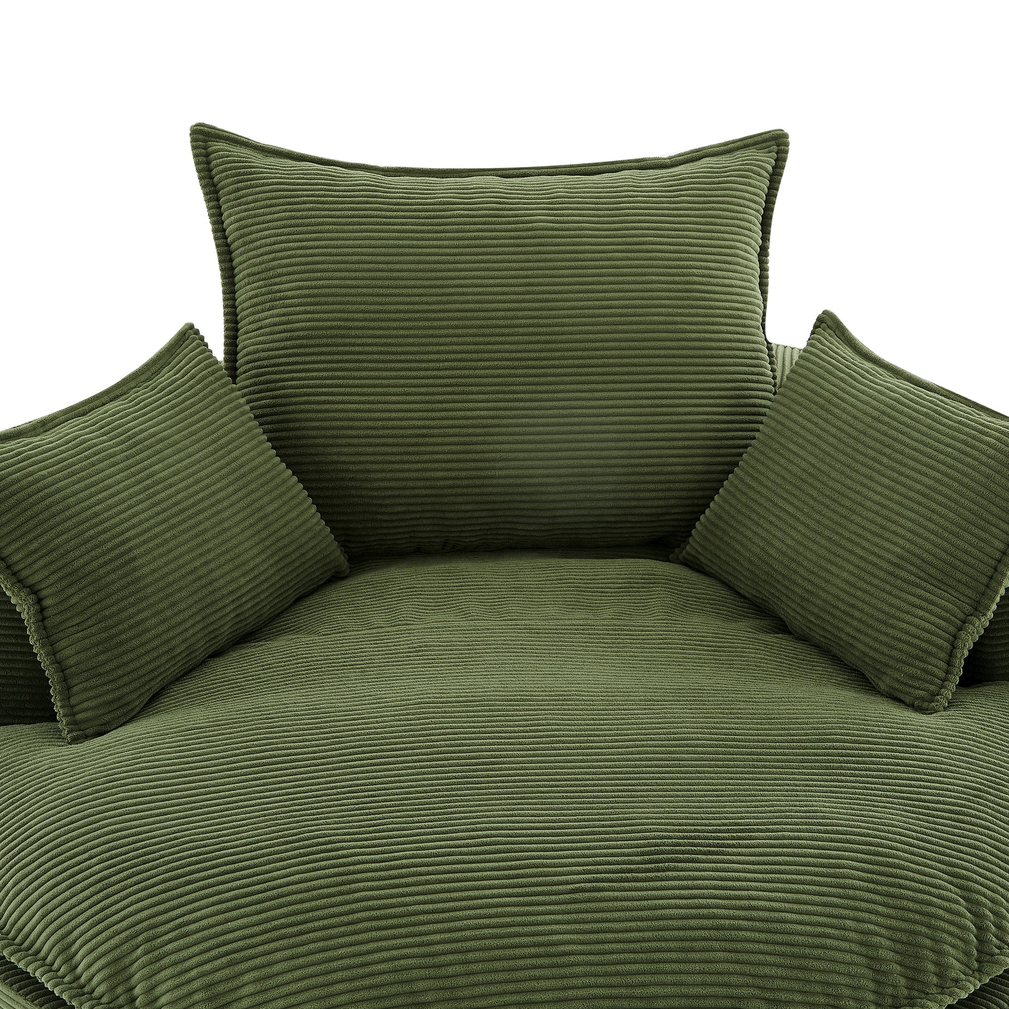 Corduroy Swivel Barrel Chair — 360° with Removable Pillows