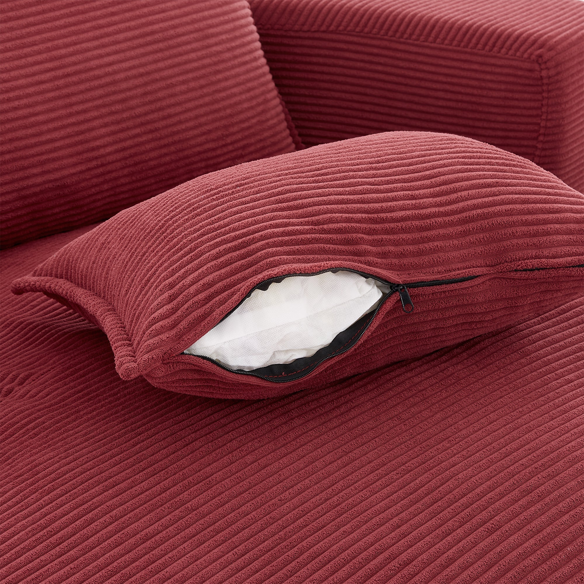 Corduroy Swivel Barrel Chair — 360° with Removable Pillows
