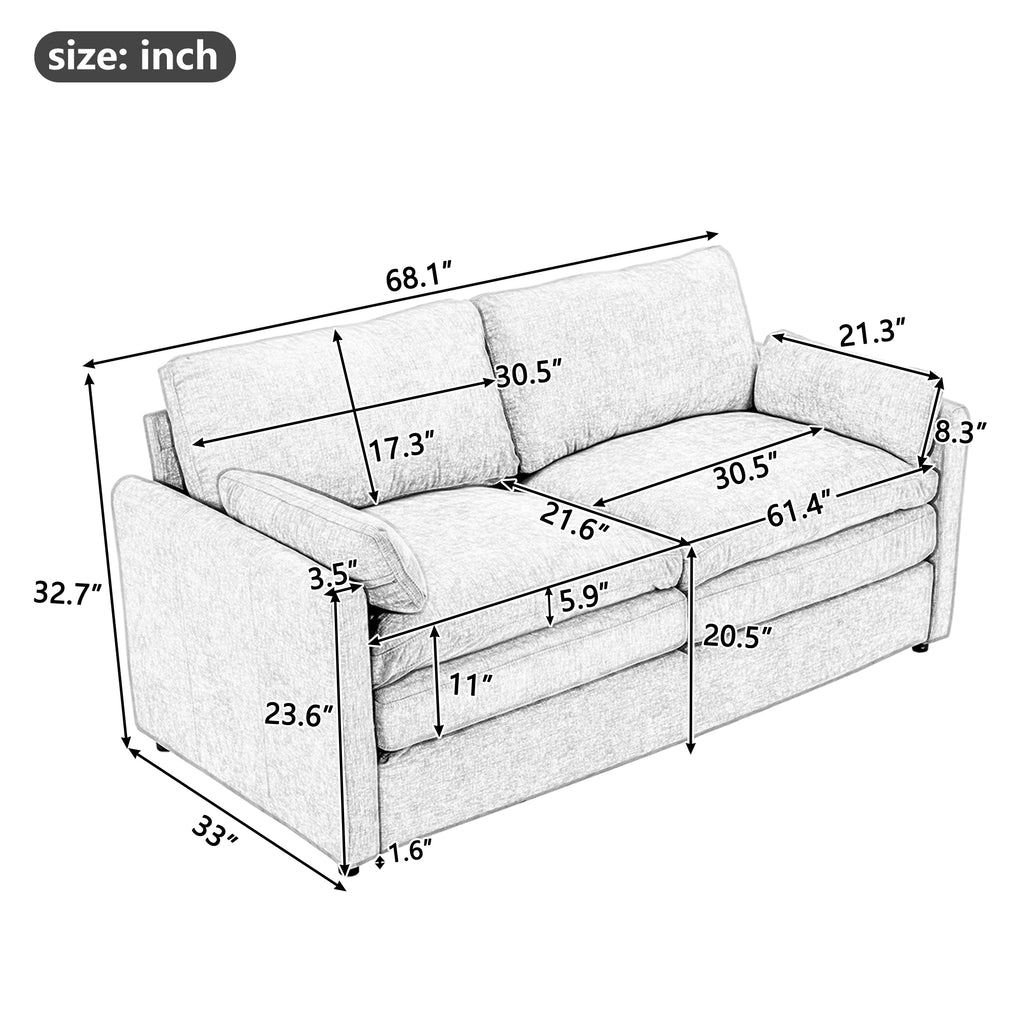 Gray loveseat sofa in living room setting