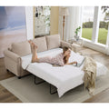 [NEW ARRIVED] [VIDEO PROVIDED] 81.5' 2-in-1 Queen Convertible Sleeper Sofa Bed, Pull Out Couch Bed,3 seater sofa bed,with 3.35' Memory Foam Mattress ,Rivet handrail,Beige(Old sku:W2108S00091)
