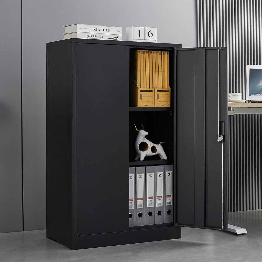 Steel filing locker with adjustable shelf — angle view