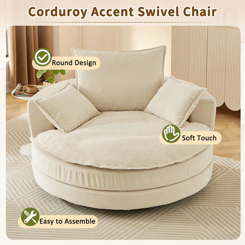 Barrel chair with oversized back pillow