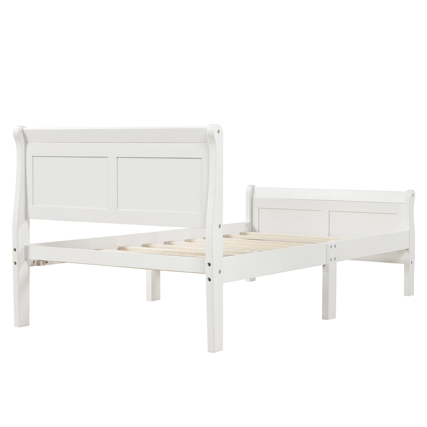 Solid wood twin bed footboard detail