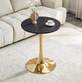 Round Dining Table, 23.6' Circle Tulip Table with Thickened Tabletop & Metal Pedestal, Mid Century Modern Bistro Table for Kitchen, Small Places, Living Room, Cafe (Faux Marble)