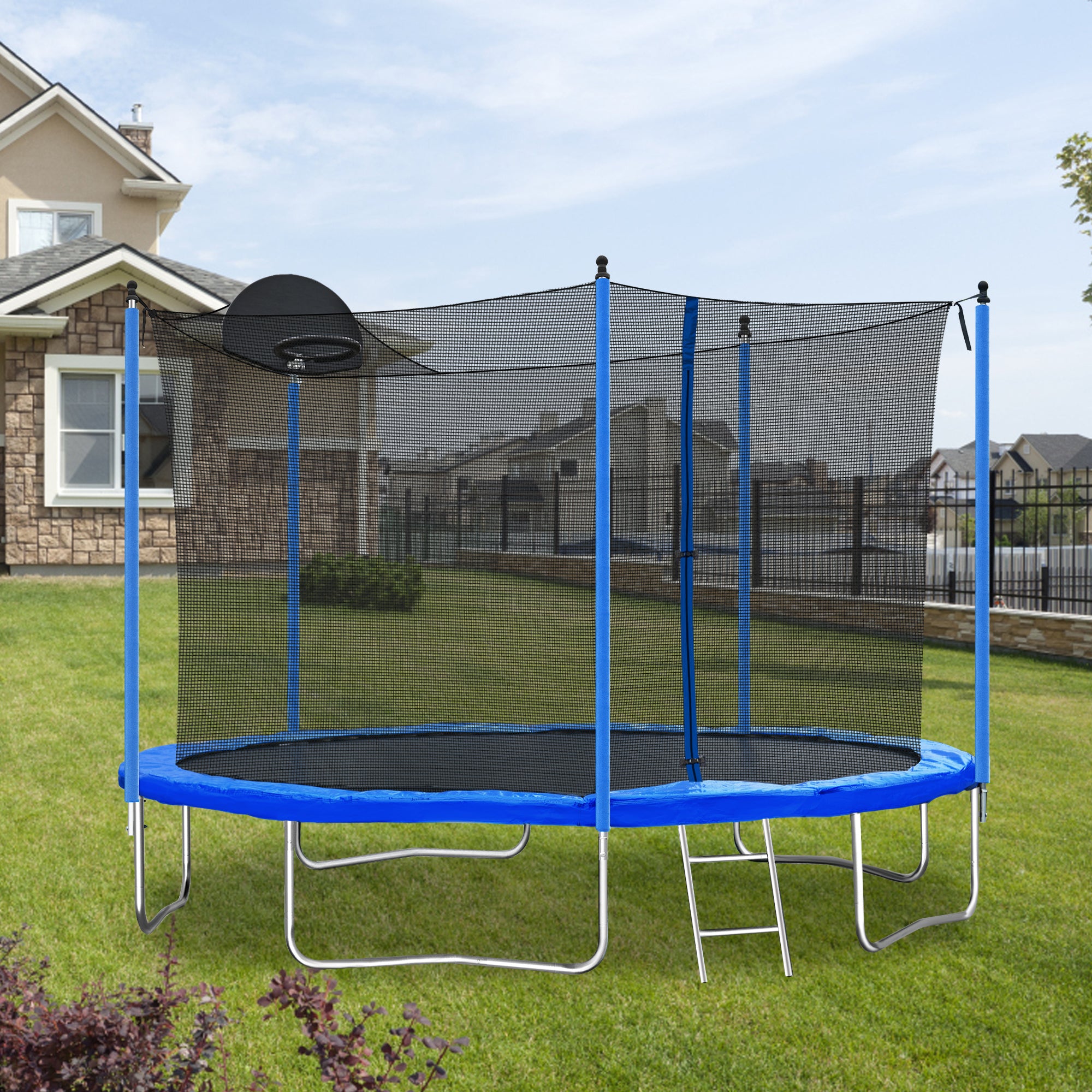 Outdoor backyard trampoline 70 springs detail