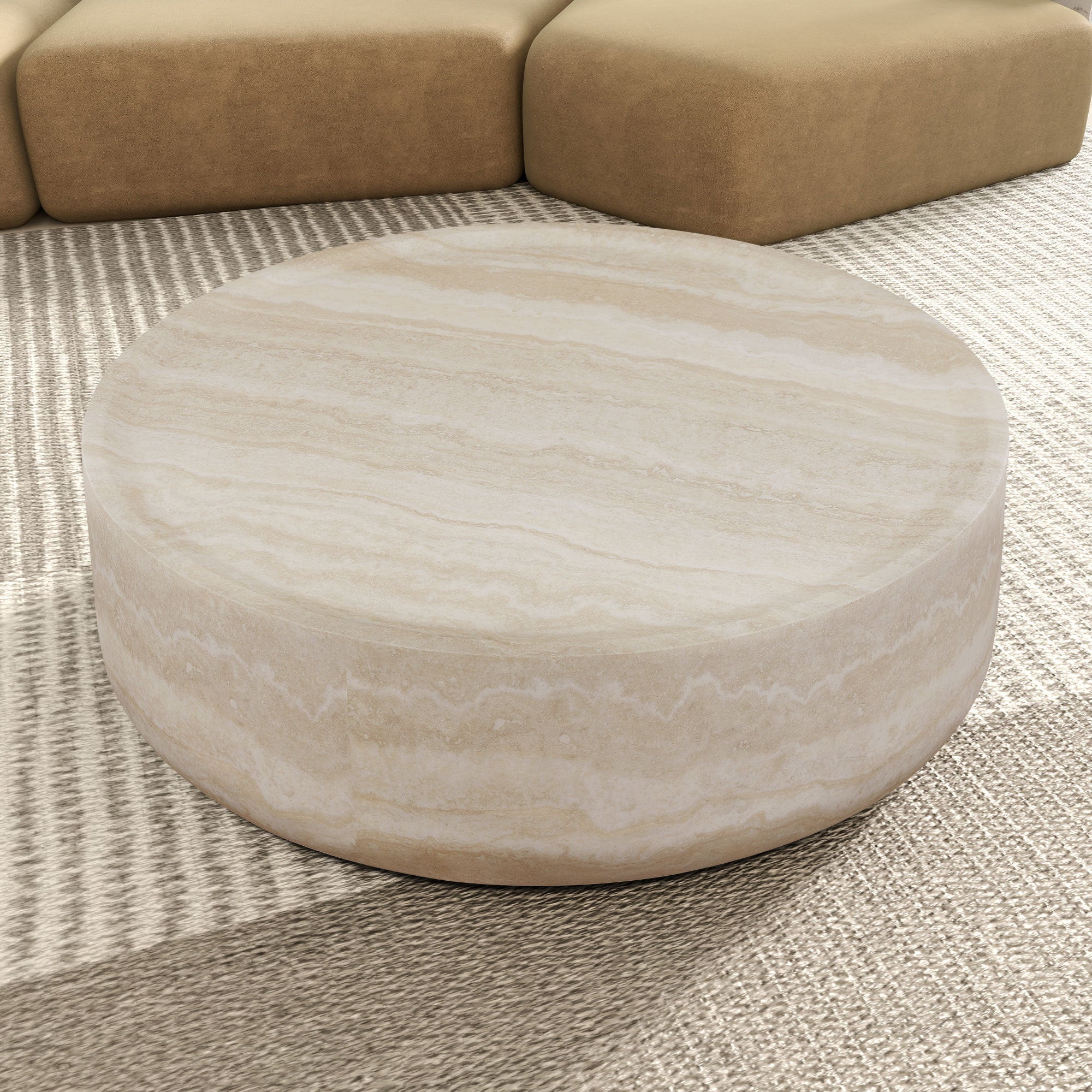 Compact round coffee table space-saver apartment size