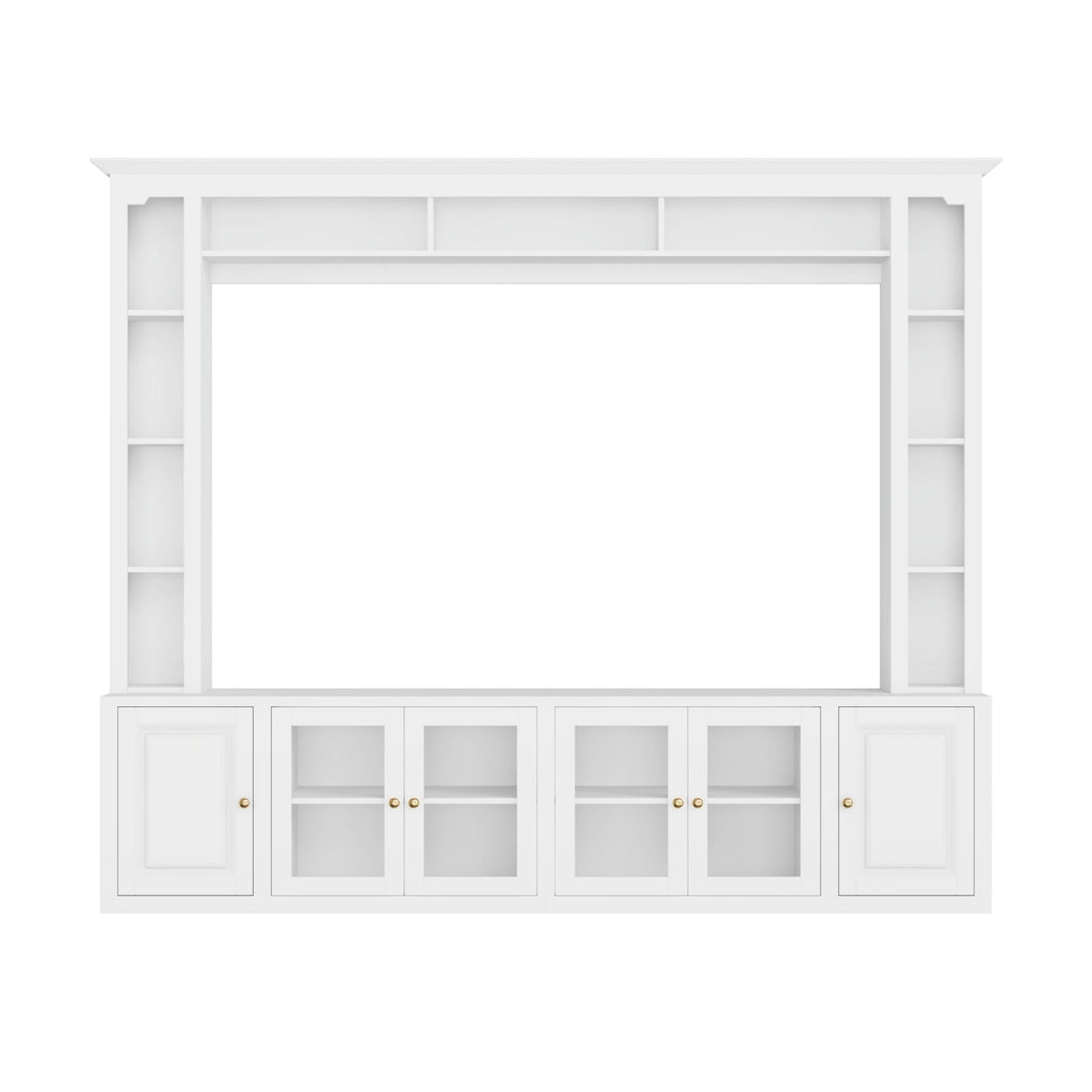 92" Entertainment Center Wall Unit with Glass Doors — for TVs Up to 80"