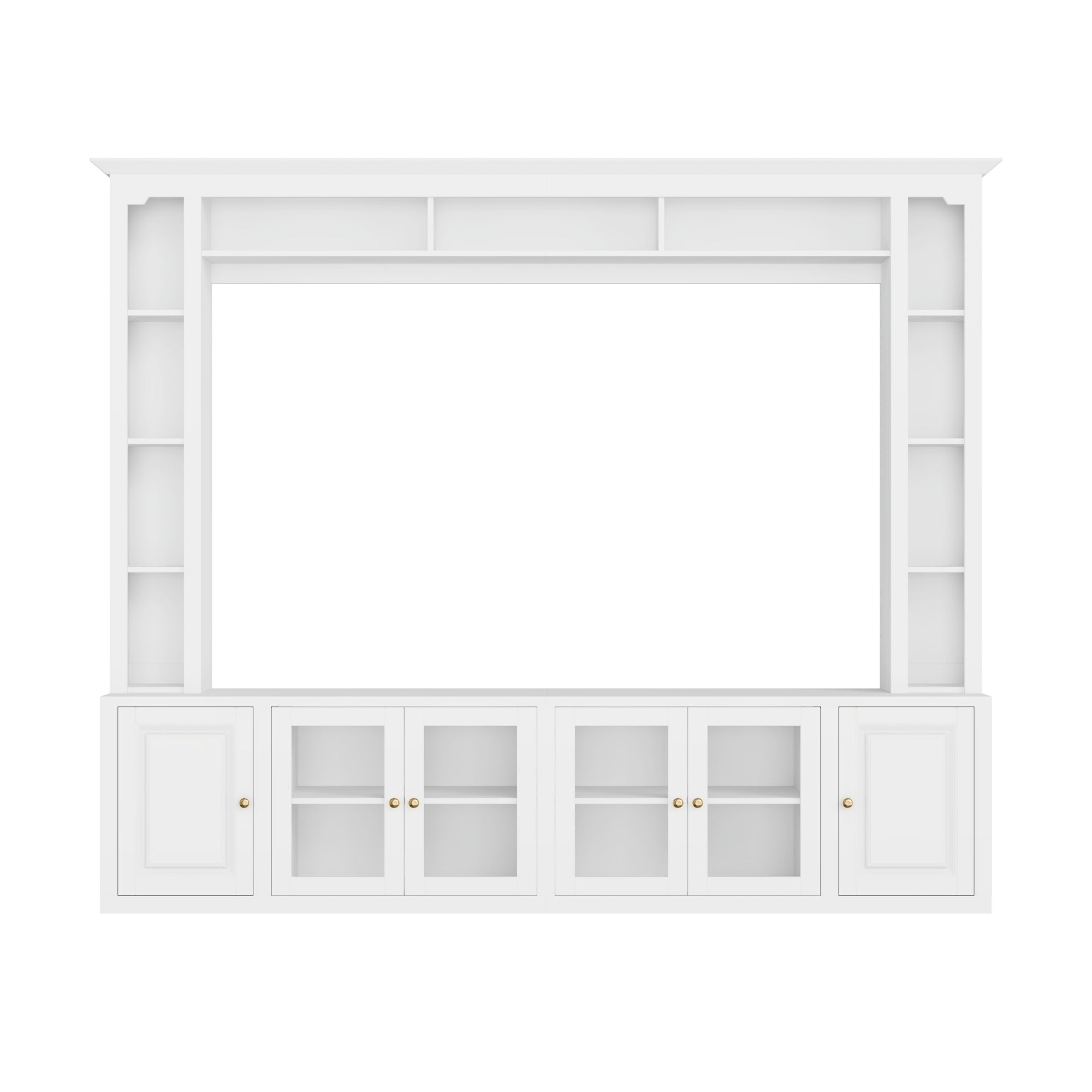 92" Entertainment Center Wall Unit with Glass Doors — for TVs Up to 80"