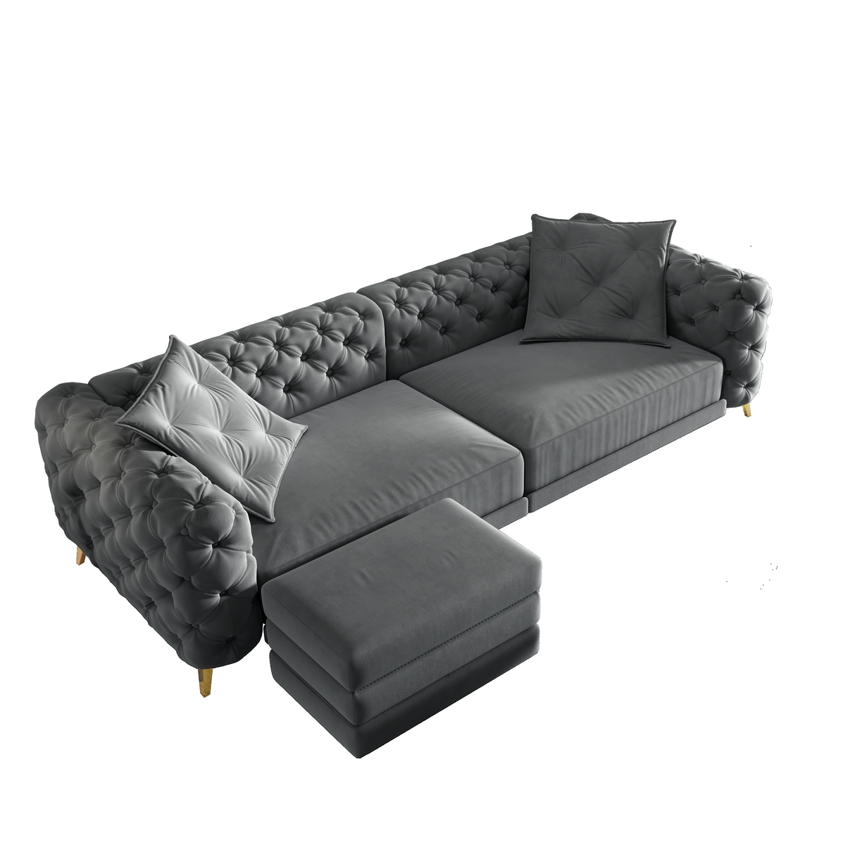 97.7' 3-in-1 Convertible Sleeper Sofa, 28.4' Deep Seat Pull Out Sofa Bed,Button Tufted Modern Sofa, 4-Seater Couch with Movable Ottoman for Apartment, Office, Bedroom,Beige/White
