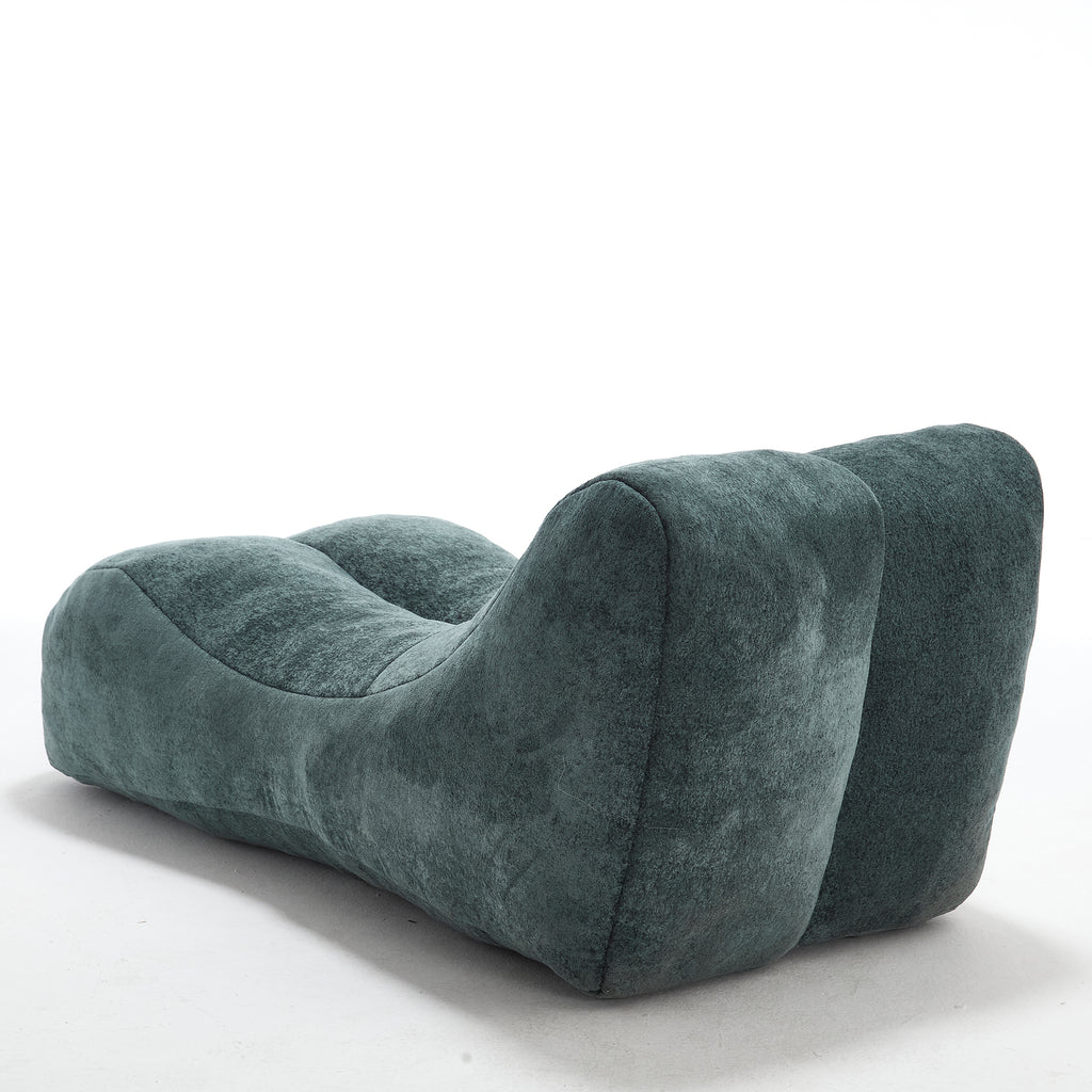 Light blue bean bag lounge chair — close-up