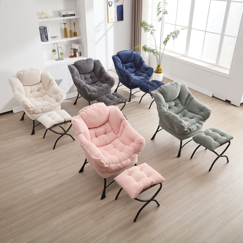 Gray lazy lounge chair PP cotton fill comfort detail