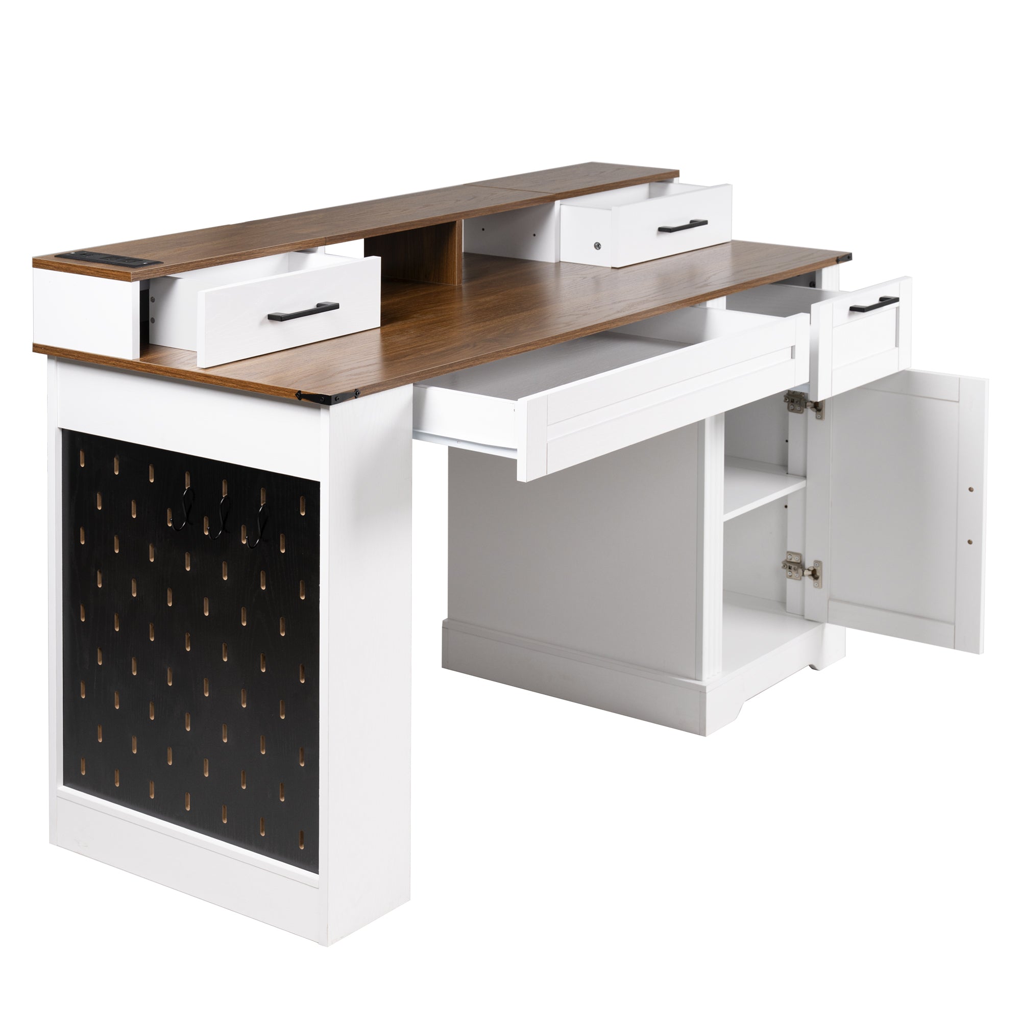 Barn door office desk in bedroom study workstation layout